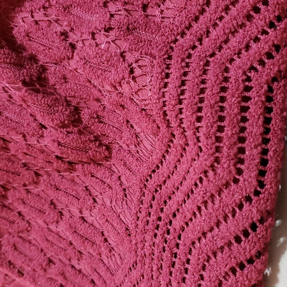 💕5 for $20💕Sharagano Lace Crochet Like Lined Dress Maroon Color - Picture 7 of 7